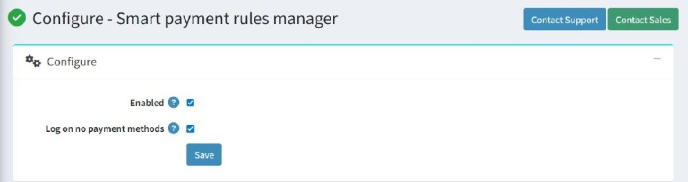 smart payment rules manager configure page